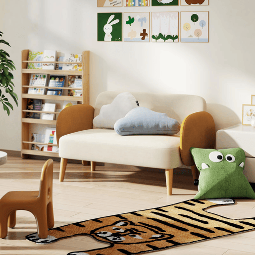 HOMCOM Sofá de 2 Lugares Estofado em Veludo Sofá de Sala de Estar com Apoio para os Braços e Pés de Madeira Sofá Pequeno Carga 240 kg para Dormitório Escritório 130x74x76 cm Bege e Ocre