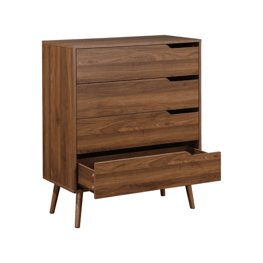 Cómoda em nogueira de 4 gavetas, Nepal, Decoração em madeira de nogueira, 80x40x99 cm