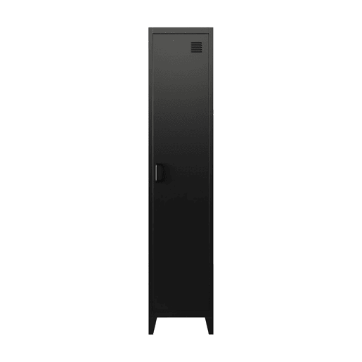 Armário de quarto industrial com 4 espaços de armazenamento, Soho, Preto, 38x38x180 cm