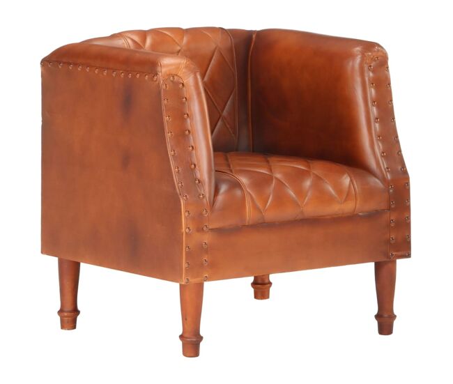 Vidaxl sillón de cuero de cabra auténtico marrón