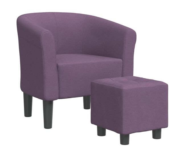 Vidaxl sillón con taburete tela morado