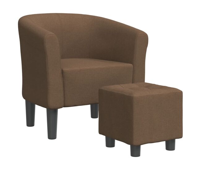 Vidaxl sillón con taburete tela marrón