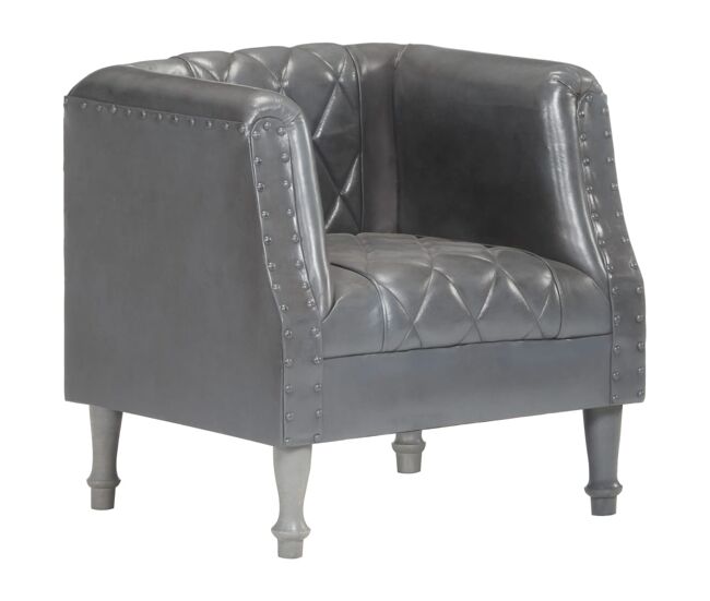 Vidaxl sillón de cuero de cabra auténtico gris
