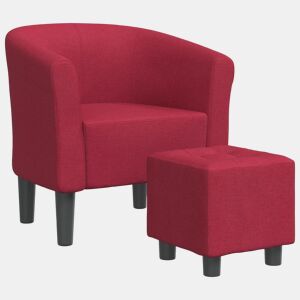 vidaXL Poltrona com apoio de pés tecido vermelho tinto