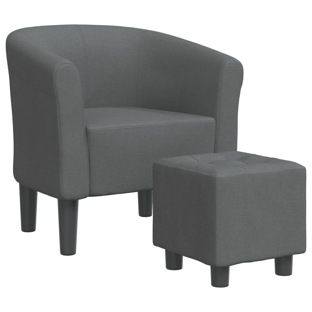Vidaxl sillón con taburete tela gris oscuro