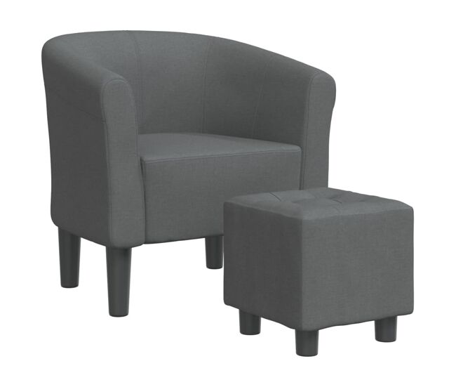 Vidaxl sillón con taburete tela gris oscuro