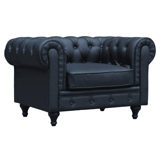 Cadeirão Aliza Chesterfield - 111 x 82 x 70 cm - Preto