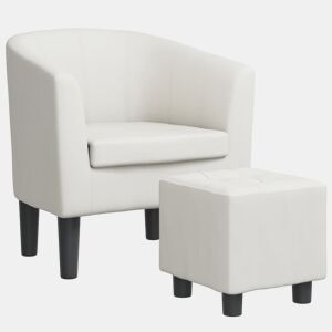 vidaXL Poltrona com apoio de pés couro artificial branco