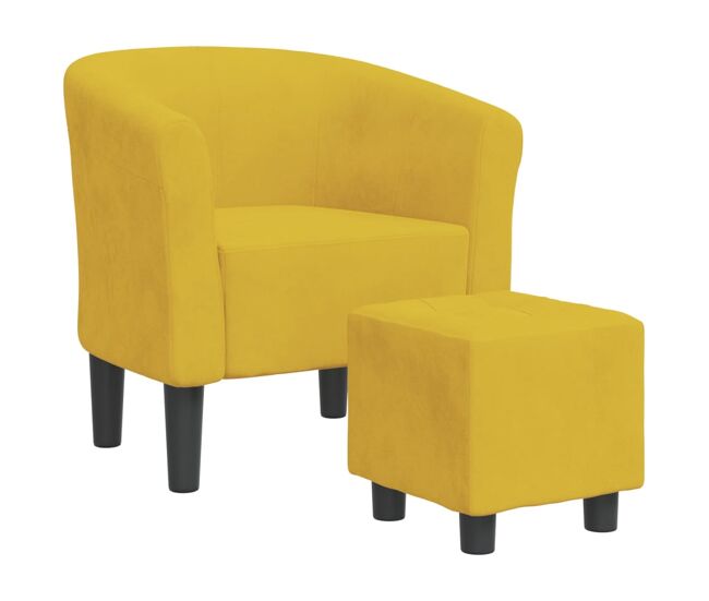 Vidaxl sillón con taburete terciopelo amarillo