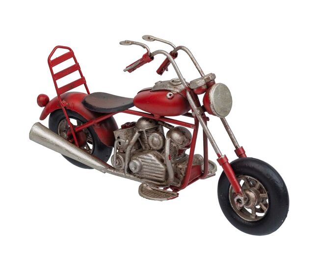 Motocicleta de metal en un rojo brillante mide 19.5x7x10.5h cm
