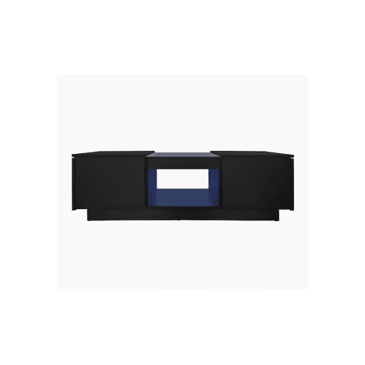 Mesa de centro retangular de painel de partículas com 2 gavetas e luz LED,preto