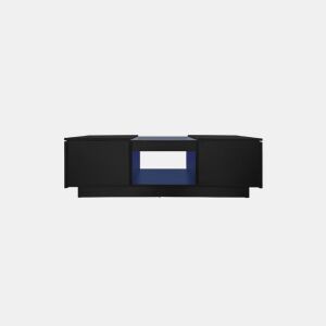 Mesa de centro retangular de painel de partículas com 2 gavetas e luz LED,preto
