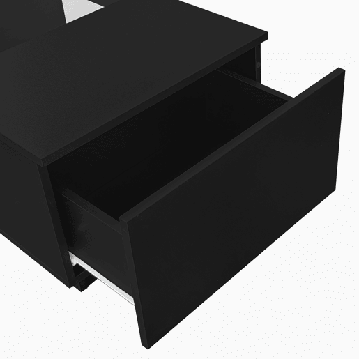 Mesa de centro retangular de painel de partículas com 2 gavetas e luz LED,preto