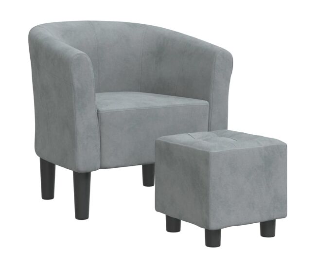 Vidaxl sillón con taburete terciopelo gris oscuro