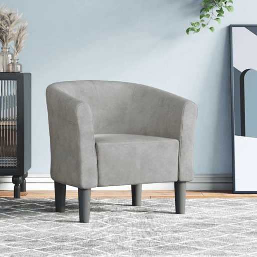vidaXL Poltrona veludo cinzento-claro vidaXL Poltrona veludo cinzento-claro