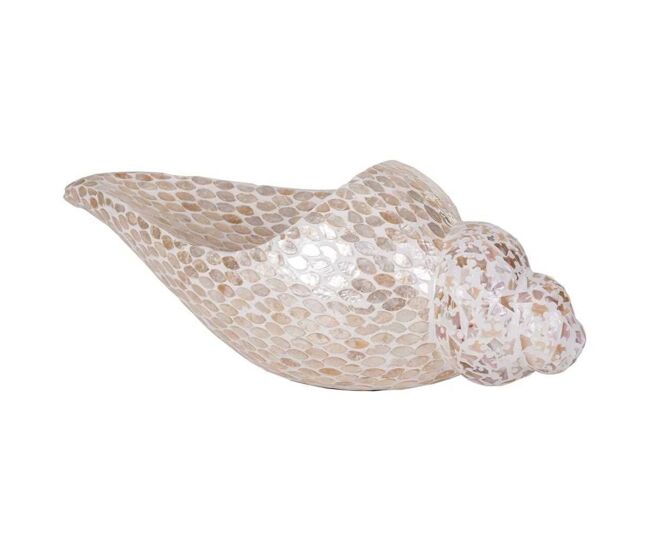 Caracola de cerámica acabado en capiz beige 52x18x20