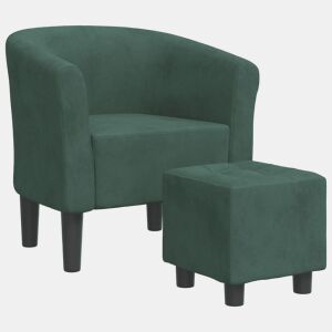 vidaXL Poltrona com apoio de pés veludo verde-escuro