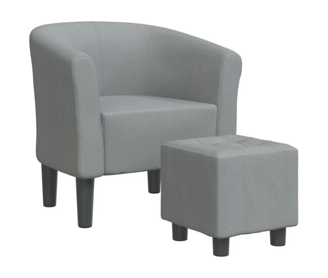 Vidaxl sillón con taburete tela gris claro