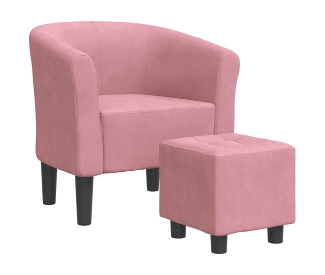 Vidaxl sillón con taburete terciopelo rosa