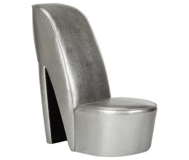 Vidaxl sillón con forma de zapato de tacón cuero sintético plateado