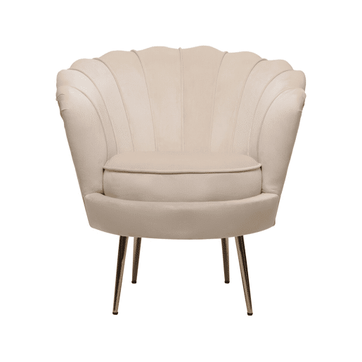 Poltrona de veludo Floria - 75 x 68 x 77,5cm - Bege