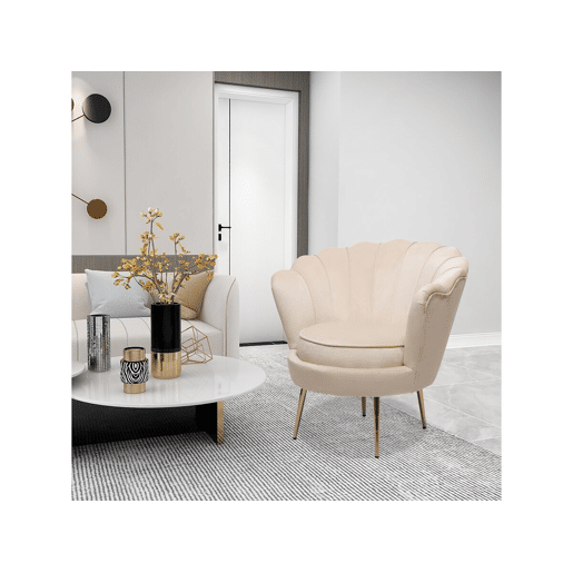 Poltrona de veludo Floria - 75 x 68 x 77,5cm - Bege