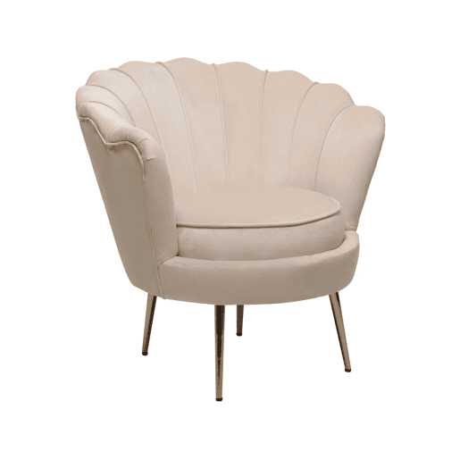 Poltrona de veludo Floria - 75 x 68 x 77,5cm - Bege