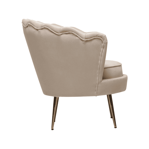 Poltrona de veludo Floria - 75 x 68 x 77,5cm - Bege