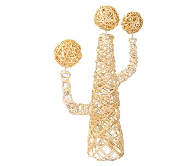 Cactus de decoración hecho con mimbre natural de 28x28x65 cm