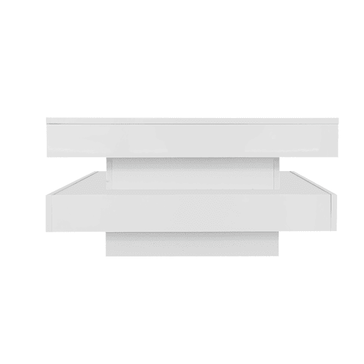 Mesa de centro giratória quadrada de placa de partículas com luz LED,branco Mesa de centro giratória quadrada de placa de partículas com luz LED,branco