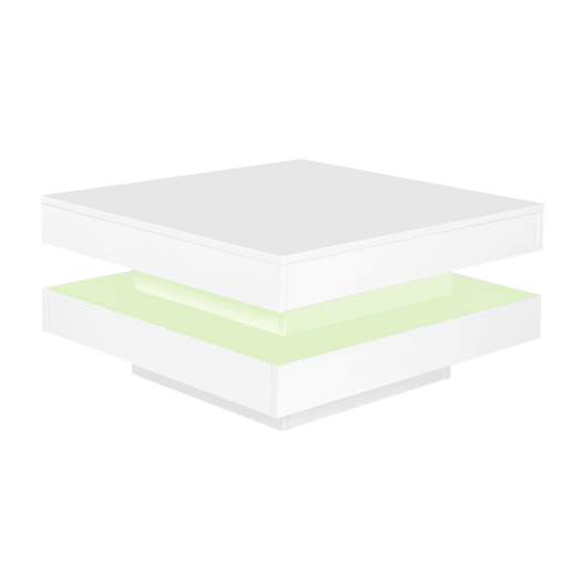 Mesa de centro giratória quadrada de placa de partículas com luz LED,branco Mesa de centro giratória quadrada de placa de partículas com luz LED,branco