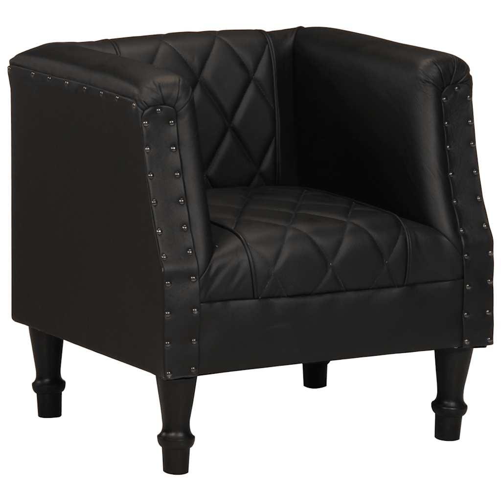 Vidaxl sillón de cuero de cabra auténtico negro