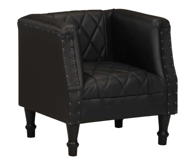 Vidaxl sillón de cuero de cabra auténtico negro