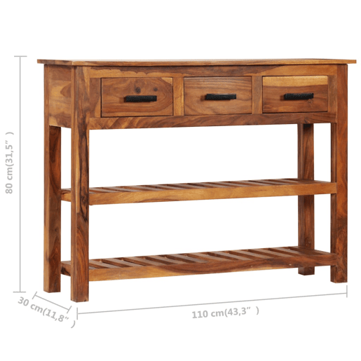 vidaXL Aparador com 3 gavetas 110x30x80 cm madeira maciça