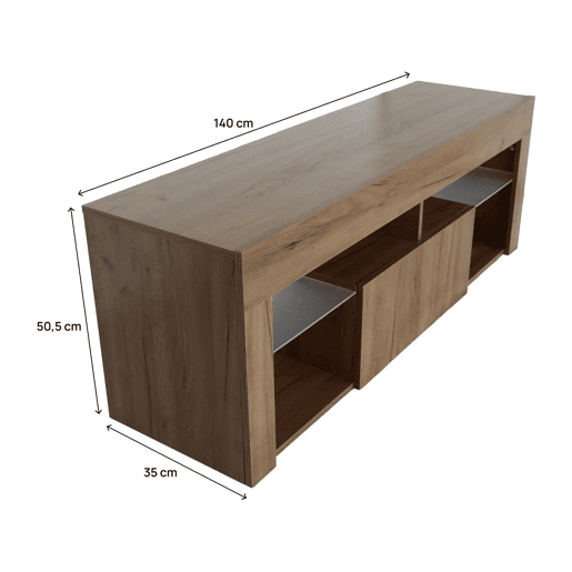 Móvel TV design em madeira Hugo - 140 x 40 x 50 cm - Castanho