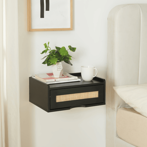 Prateleira de parede Ljuredsø com gaveta 40x30x16,5 cm - Preto en.casa