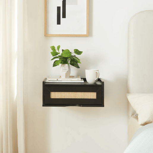 Prateleira de parede Ljuredsø com gaveta 40x30x16,5 cm - Preto en.casa