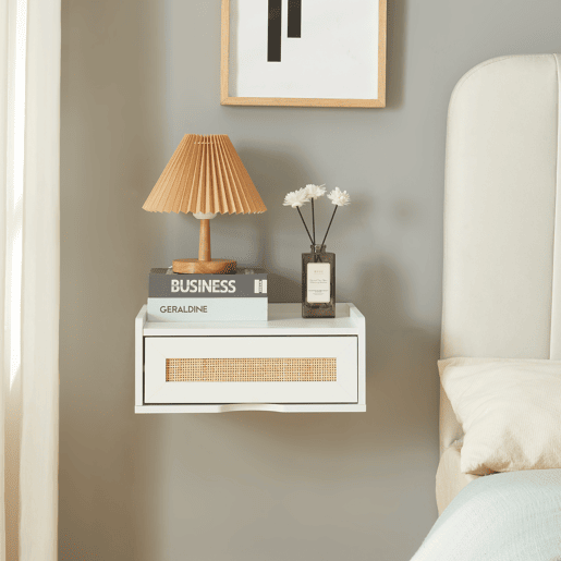Prateleira de parede Ljuredsø com gaveta 40x30x16,5 cm - Branco en.casa