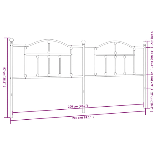 vidaXL Cabeceira de cama 200 cm metal branco vidaXL Cabeceira de cama 200 cm metal branco