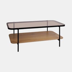 Mesa de centro vintage de metal preto com tampo de vidro, Smooky, Natural, 120x64x45 cm