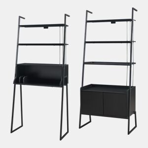 Conjunto de móveis 'Storfjord' 2 peças: 1x secretária 1x prateleira metálica em camadas - Preto en.casa