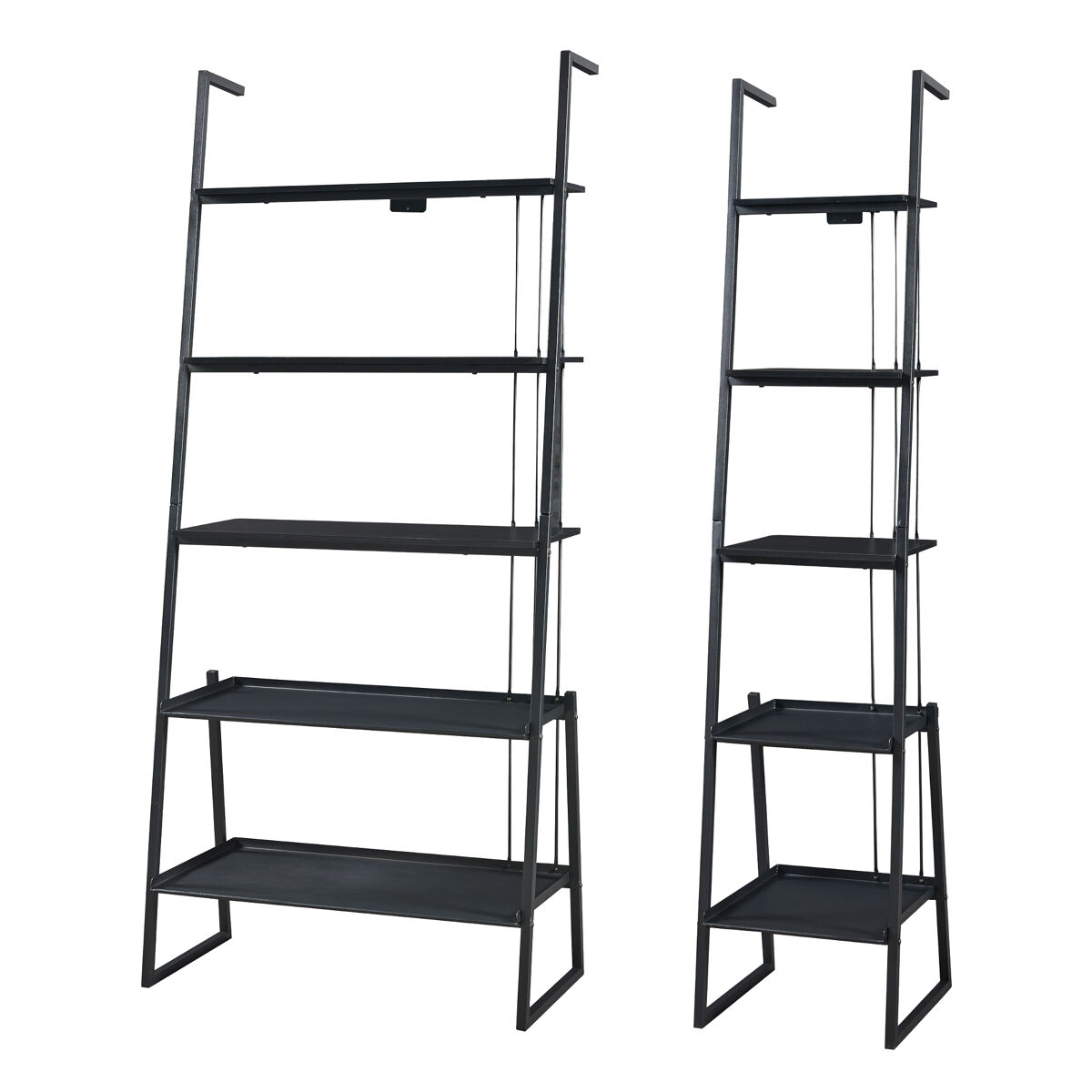 Set de muebles 'storfjord' 2 piezas: 2x estanterías escaleras metal - negro [en.casa]
