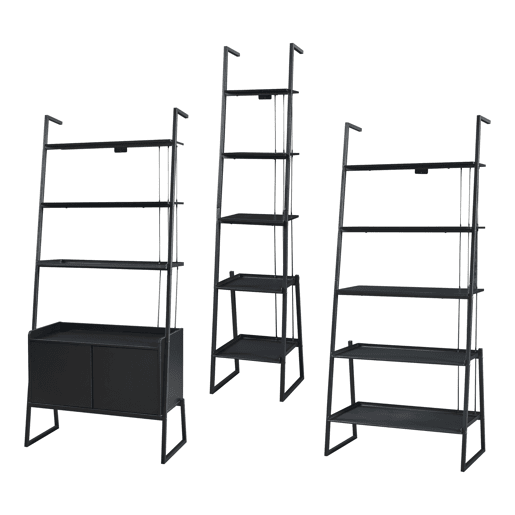 Conjunto de móveis 'Storfjord' 3 peças:. 3x prateleiras metálicas para escadas - Preto en.casa