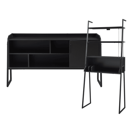 Conjunto de móveis 'Storfjord' 2 peças: 1x secretária 1x suporte metálico para TV - Preto en.casa