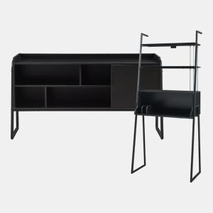 Conjunto de móveis 'Storfjord' 2 peças: 1x secretária 1x suporte metálico para TV - Preto en.casa