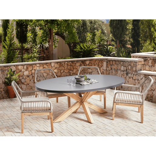 Mesa de refeição de jardim ORISTANO 190 cm 100 cm Betão Cinzento Mesa de refeição de jardim ORISTANO 190 cm 100 cm Betão Cinzento