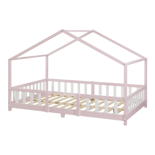 Cama de criança Treviolo em forma de casa de pinho 120x200 cm - Rosa en.casa