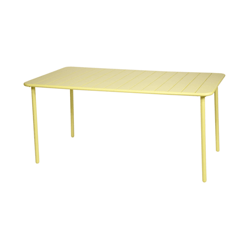 Mesa de jardim metálica de 6-8 lugares, Amelia 160cm, Amarelo, 160x90x72.5 cm