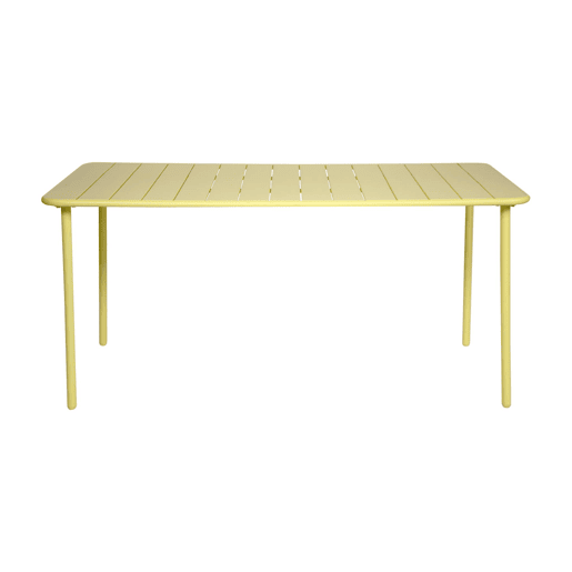 Mesa de jardim metálica de 6-8 lugares, Amelia 160cm, Amarelo, 160x90x72.5 cm