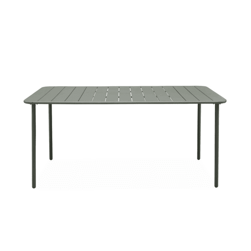Mesa de jardim metálica de 6-8 lugares, Amelia 160cm, Verde caqui, 160x90x72.5 cm